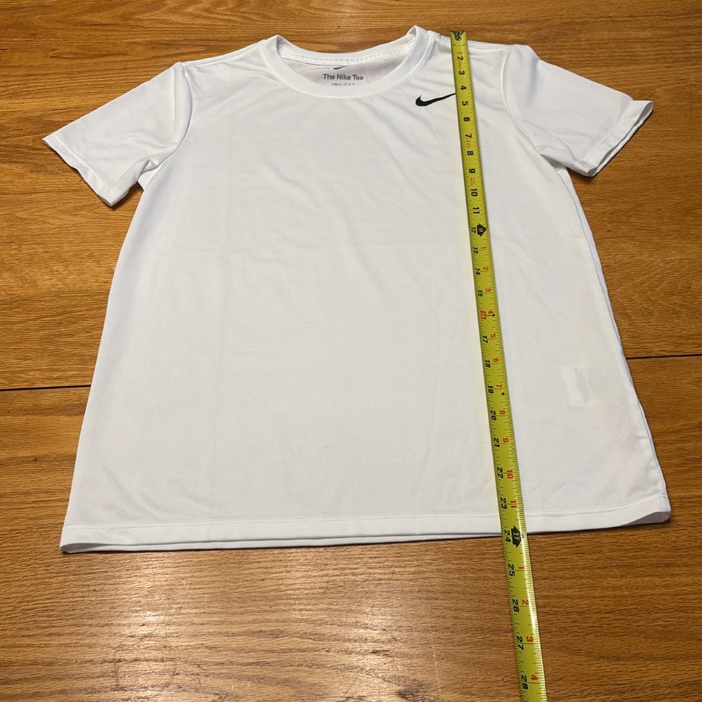 Two Nike Girls White shirts and Black Leggings Combo a short and long sleeve T. - Picture 7 of 14
